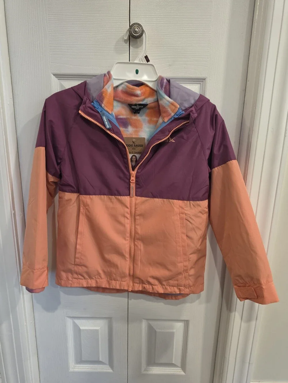 NEW! Eddie Bauer Kids' Two-Tone 3-in-1 Windbreaker Jacket. SIZE 8